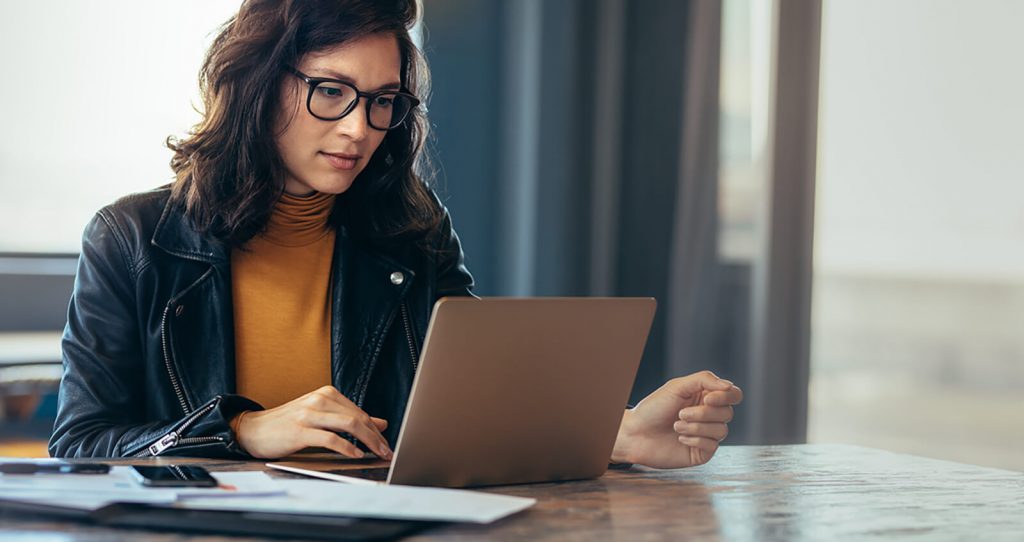 woman working from home on laptop