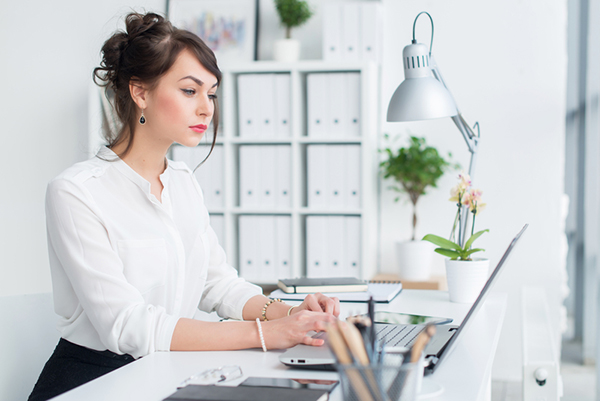 Woman searching on computer