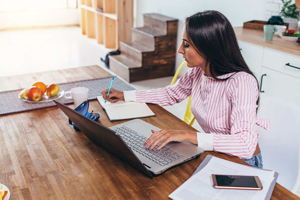 woman working from home
