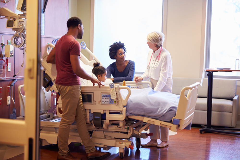 parents with child in hospital