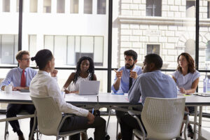 colleagues meeting in conference room