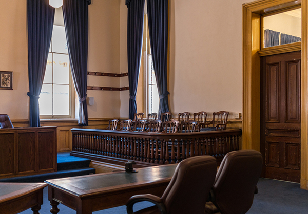 jury box in a court room
