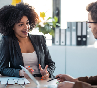 Two colleagues talking
