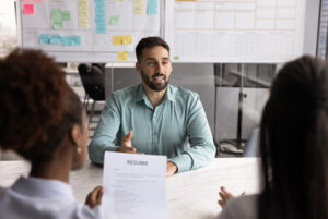 man being interviewed for a job