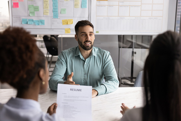 man being interviewed for a job